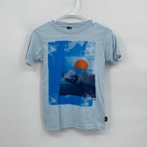 Charlie Rocket Round Neck Short Sleeve Pullover Graphic Print Tee Blue Size 5